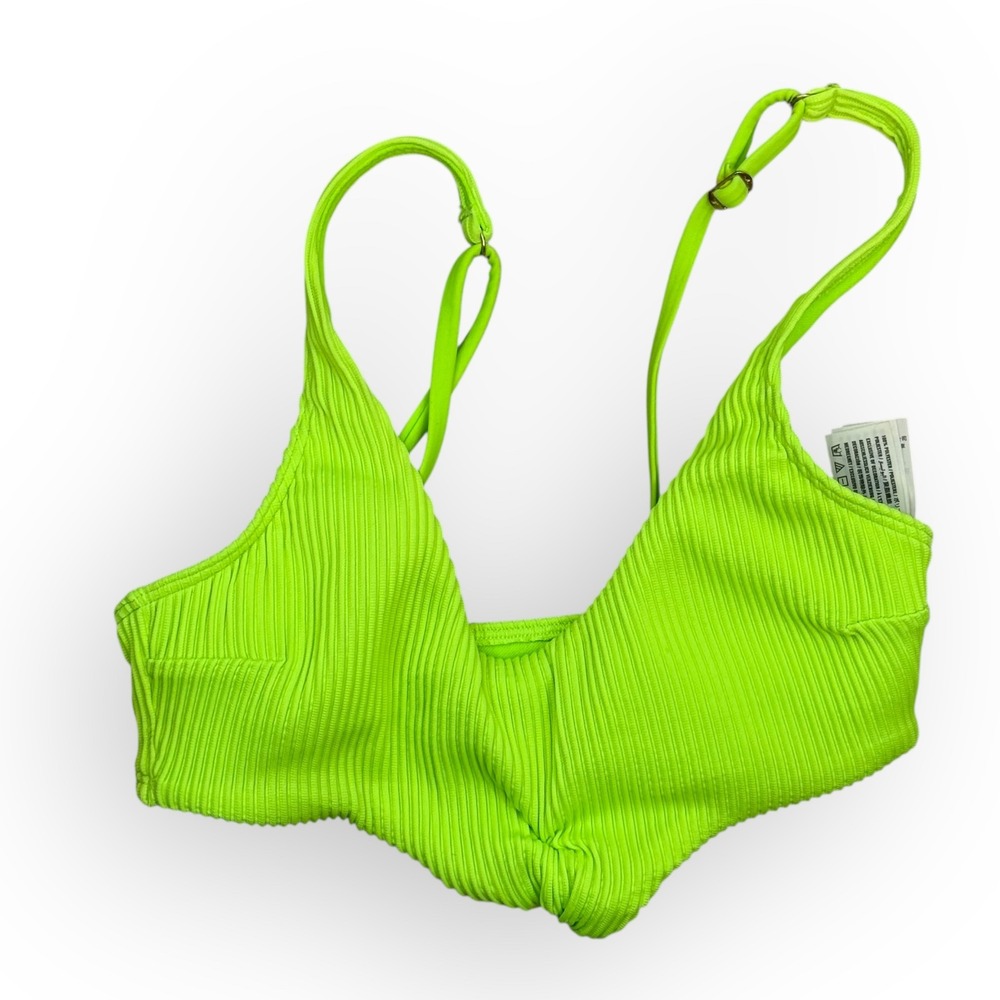 Hollister Sequin Neon Green Ribbed Bralette‎ Swim Bikini Top Size XS